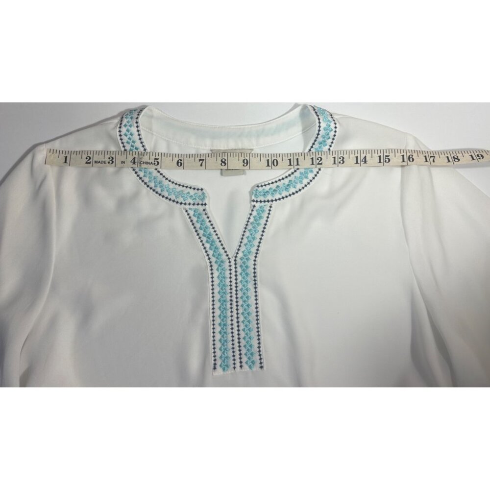 Ariat Women's White Tunic Top With Blue Embroidery Size L - Picture 10 of 13